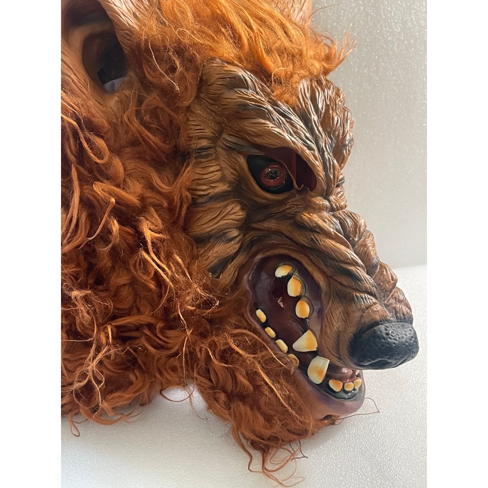 Brown Werewolf Halloween Mask and Claw Gloves Set Faux Fur Monster Costume